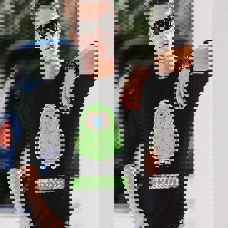 カカポ Kakapo『セルフィー』鳥【どうぶつフレンズ】動物 ゆるくて かわいい 長袖Tシャツ 彼への贈り物