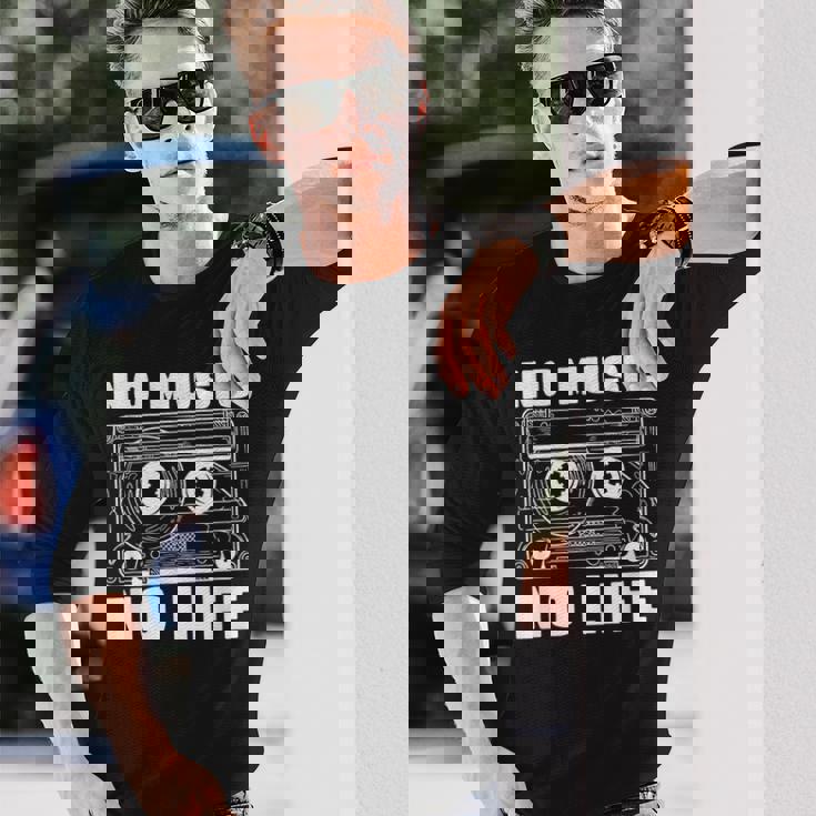 カセット No Music No Life Music Lover 長袖Tシャツ 彼への贈り物