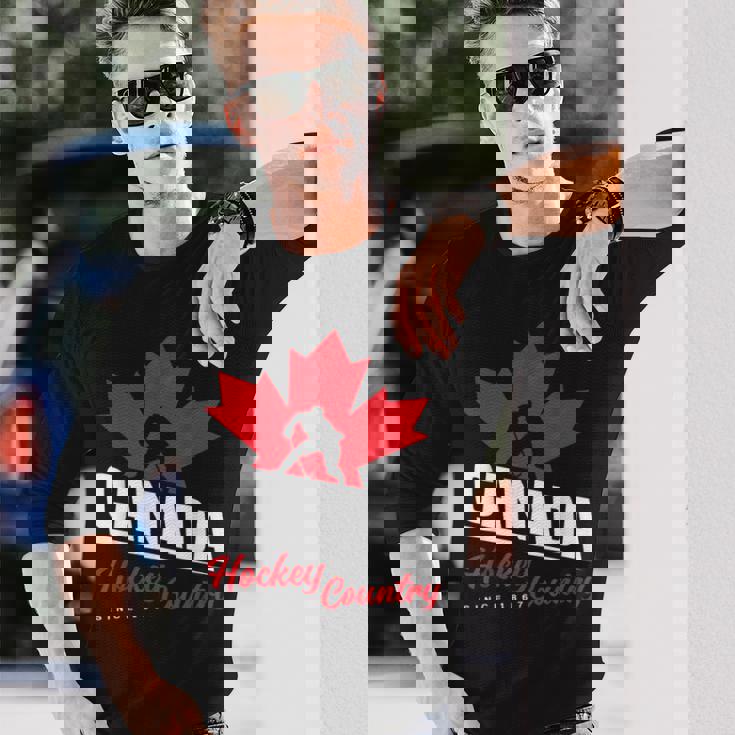 カナダホッケー メープルリーフ アイスホッケー選手 カナダ 長袖Tシャツ 彼への贈り物