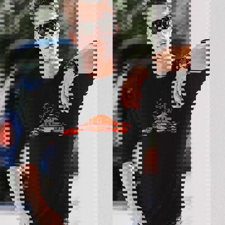 カニ寝シャツ 疲れたパジャマグラフィック 長袖Tシャツ 彼への贈り物