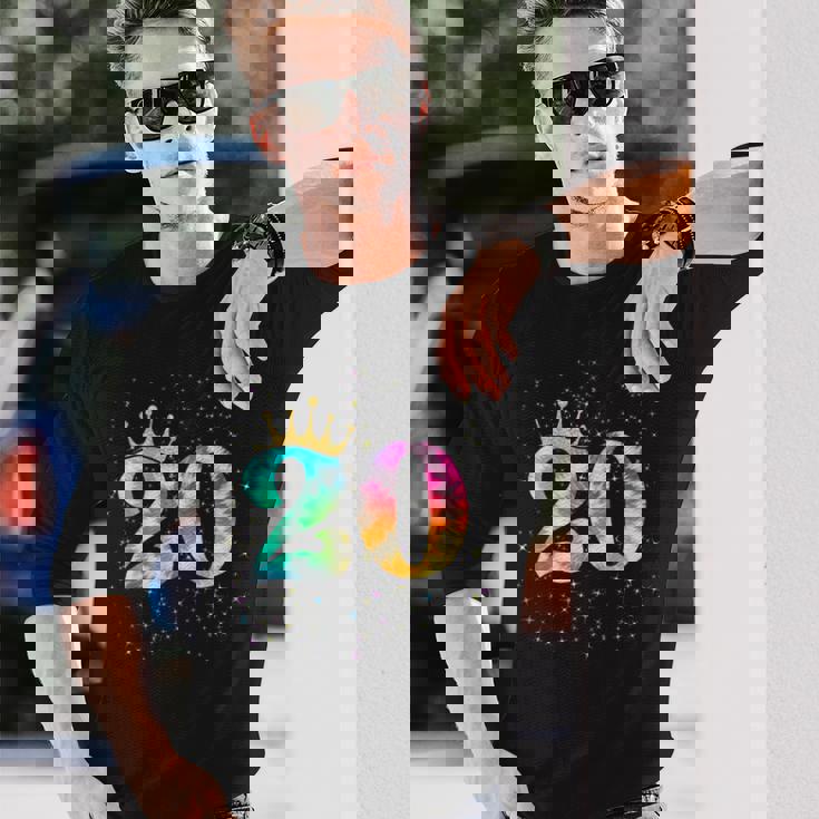 カラフルな絞り染め 20歳の女児 20歳の誕生日 長袖Tシャツ 彼への贈り物