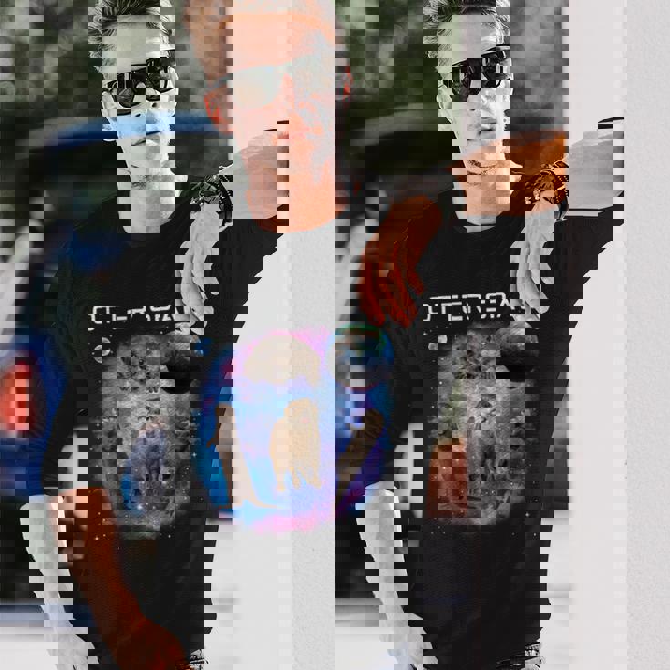 カワウソ宇宙 面白いカワウソ 宇宙カワウソ 長袖tシャツ 長袖Tシャツ 彼への贈り物