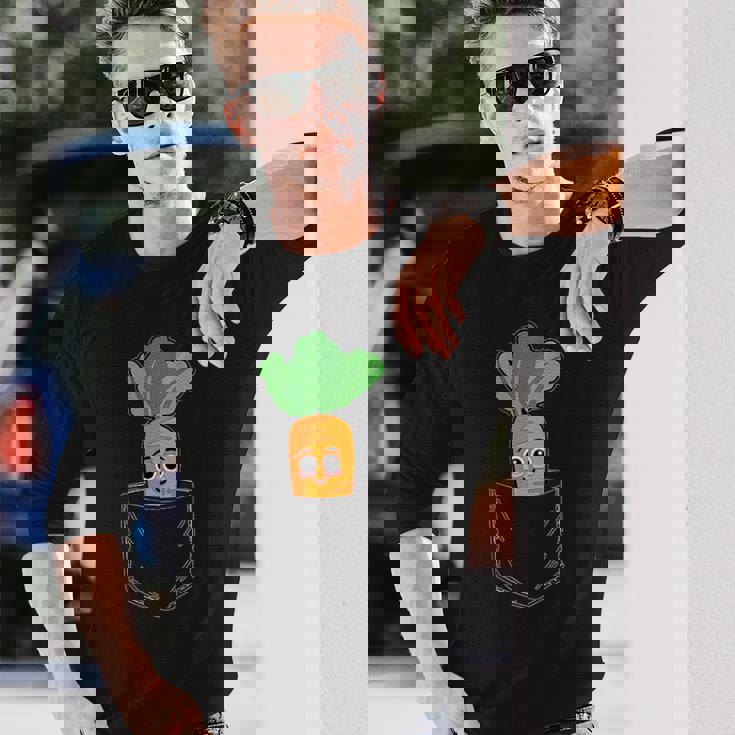 キャロットポケット おもしろキャロットインポケット 長袖Tシャツ 彼への贈り物