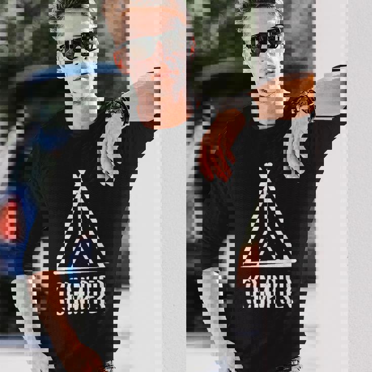 キャンパー キャンプ好き 山好き ハイキング好き 登山好き 海好き アウトドア好き キャンプ 長袖Tシャツ 彼への贈り物