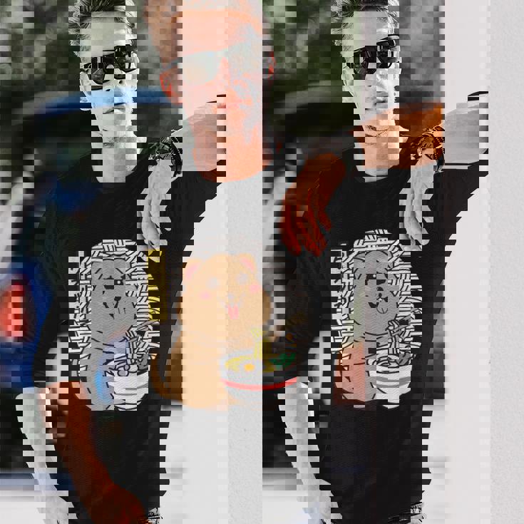 クオッカ、ラーメンを食べるクオッカ、クオッカカワイイ、クオッカ 長袖Tシャツ 彼への贈り物