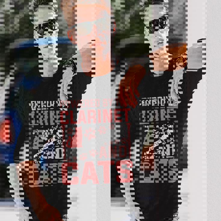 クラリネットとキャッツの面白いクラリネットプレーヤーがパワーアップ。 長袖Tシャツ 彼への贈り物