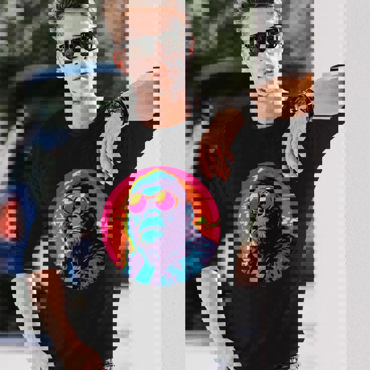 クールゴリラ サングラス付き サンセット ゴリラ 長袖Tシャツ 彼への贈り物