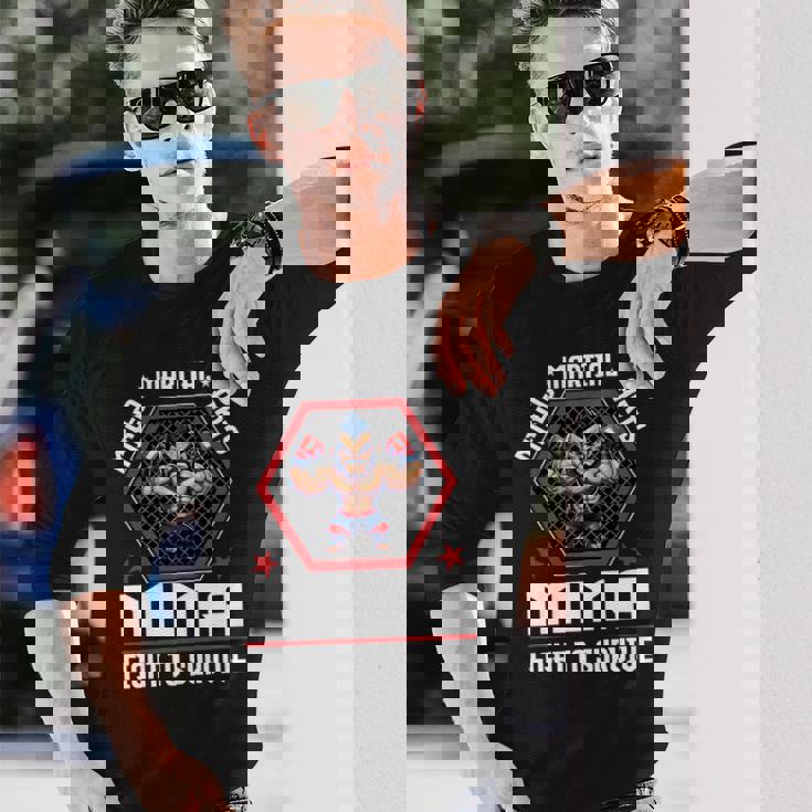 ケージファイティングで生き残るための総合格闘技mmaファイト 長袖tシャツ 長袖Tシャツ 彼への贈り物