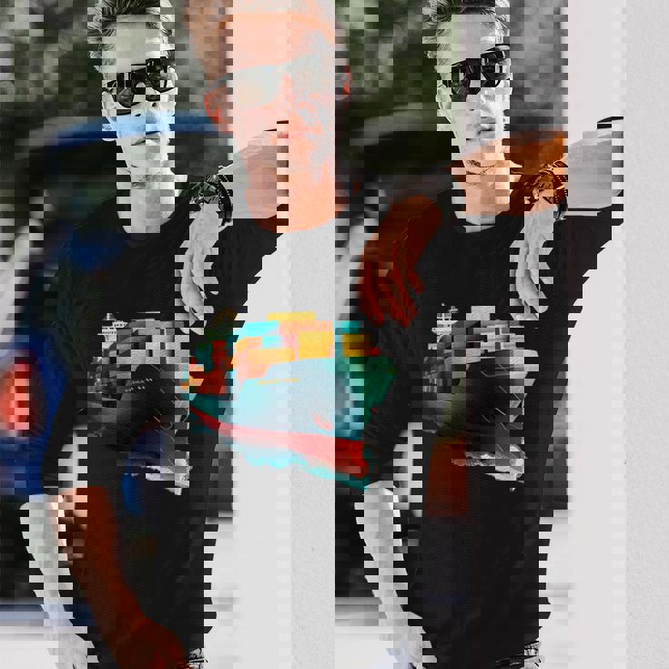 コンテナ輸送機船 長袖Tシャツ 彼への贈り物