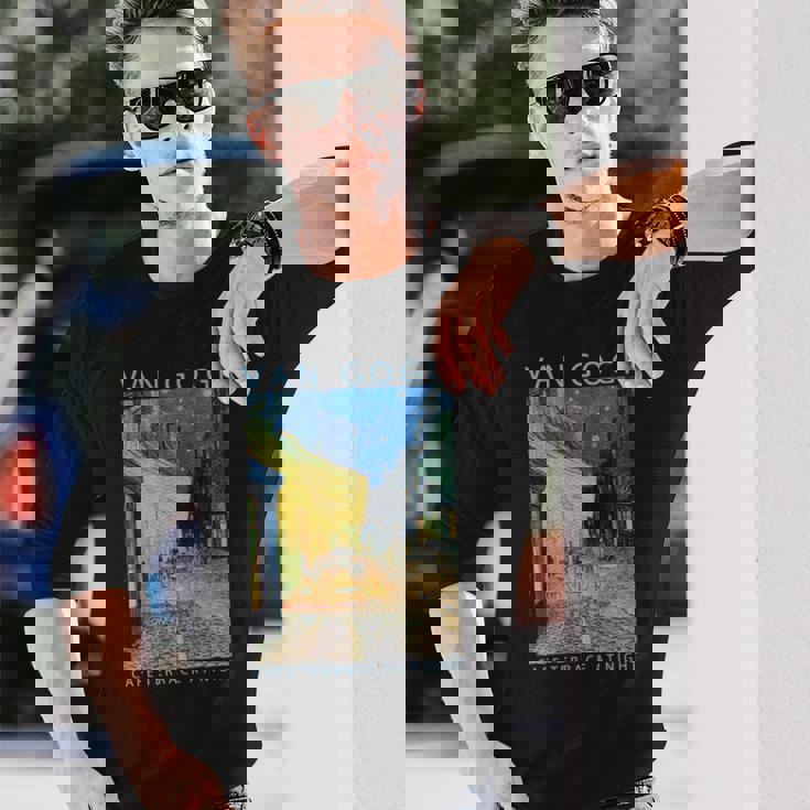 ゴッホ 面白いtシャツ アート 夜のカフェテラス 印象派 絵画 メンズ レディース 面白い 服 美術 油彩画 長袖tシャツ 長袖Tシャツ 彼への贈り物