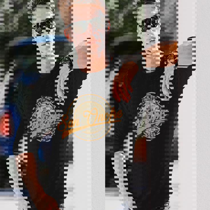 サンオノフレ ロングボードのみのレトロ ウェーブ サーフィン 長袖Tシャツ 彼への贈り物