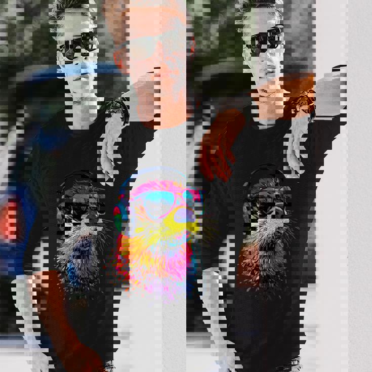 サングラスをかけたラッコ ラッコ大好き テンテン かわいい カワウソ 長袖Tシャツ 彼への贈り物