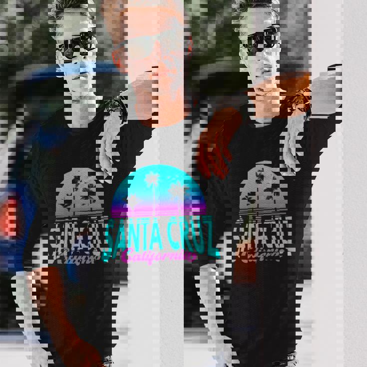 サンタクルーズ カリフォルニア レトロ ヴィンテージ サンセット 長袖tシャツ 長袖Tシャツ 彼への贈り物