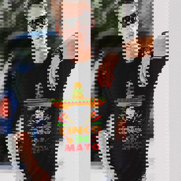 シンコ・デ・マヨ シンコ・デ・マヨのシベリアン・ハスキーの面白い犬 長袖Tシャツ 彼への贈り物