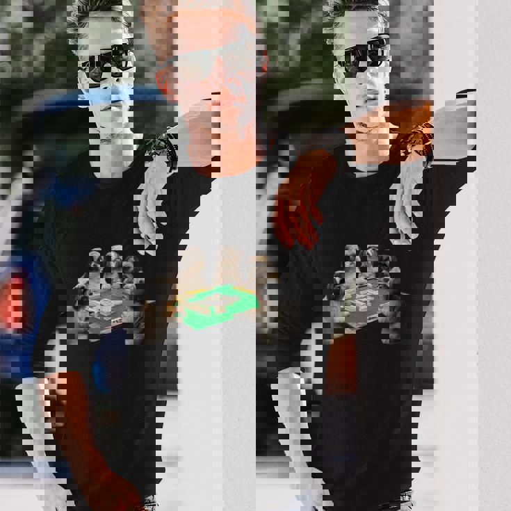 シーズー イヌ 麻雀 面白いtシャツ 犬 文字入り メンズ おもしろ 面白い 服 おもしろグッズ ネタ 雀士 長袖Tシャツ 彼への贈り物