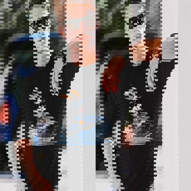 ジェットスキー ジェットスキー ウサギ イースターバニー サングラス 長袖Tシャツ 彼への贈り物