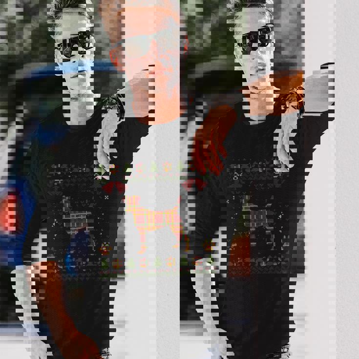 ジャックラッセルテリア レッド 格子柄 犬 アグリークリスマスセーター 長袖Tシャツ 彼への贈り物