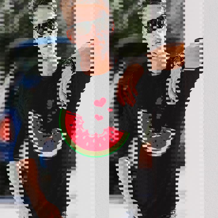 スイカ スライス メロン 夏休み シーズン フルーツ愛好家 長袖Tシャツ 彼への贈り物