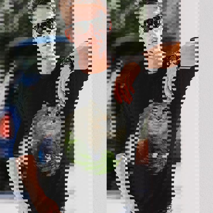 スイカ猫ミーム 長袖Tシャツ 彼への贈り物