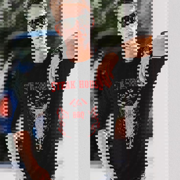 ステーキハウス Bbq バーベキュー グリル リブアイ ステーキハウス ディナー 長袖Tシャツ 彼への贈り物