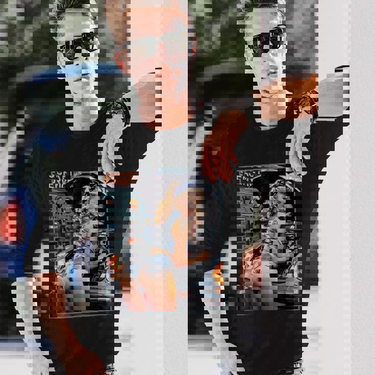 セクシーガールグラフィックtシャツ セクシーなブロンドメカニックピンナップガール 長袖Tシャツ 彼への贈り物