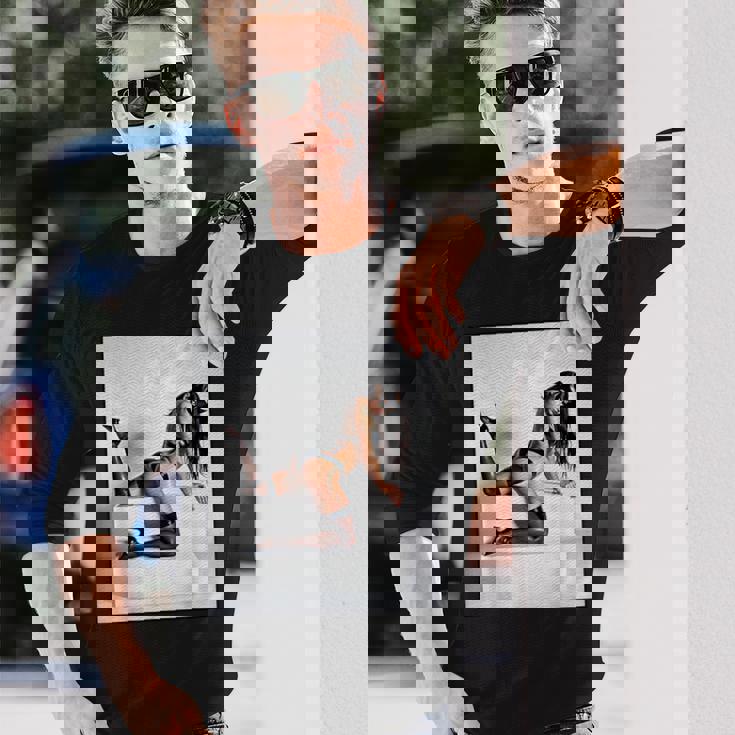 セクシーガールグラフィックtシャツ マスクのセクシーなファッションモデル 長袖Tシャツ 彼への贈り物