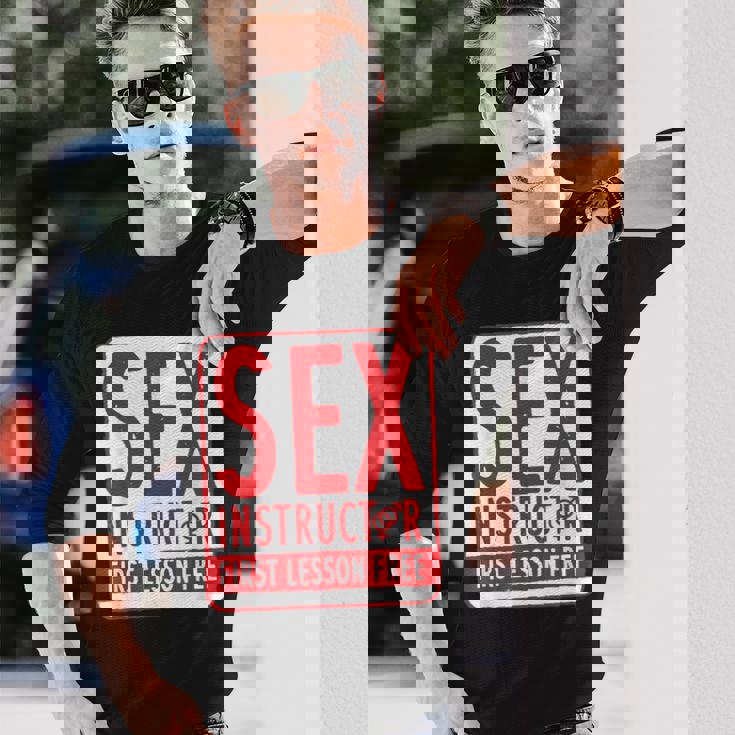 セックスインストラクター、バチェラーパーティー、面白いバチェラーパーティーのアイデア 長袖Tシャツ 彼への贈り物