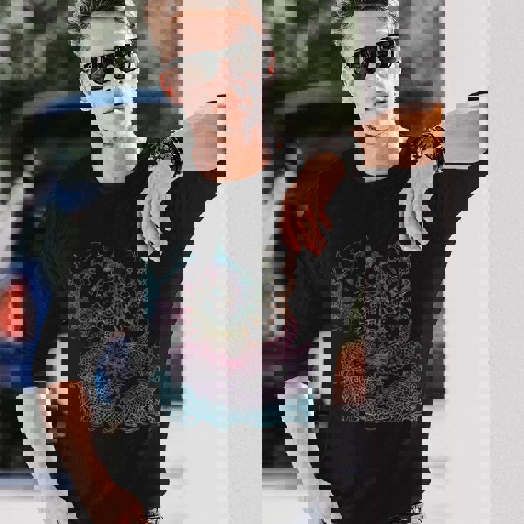 タイダイ ガネーシュ シバ インド 神 スピリチュアル 長袖Tシャツ 彼への贈り物