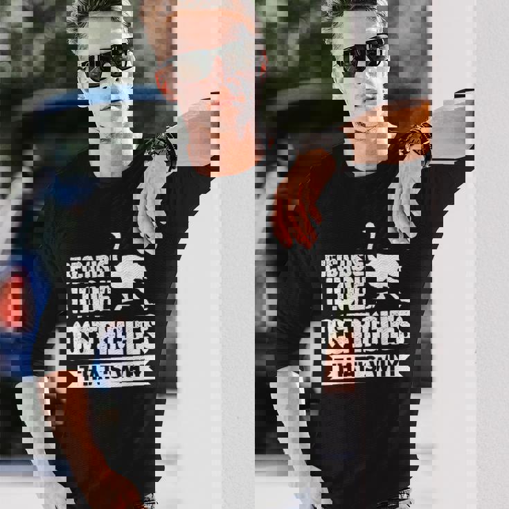 ダチョウが大好きだからだからダチョウ 長袖Tシャツ 彼への贈り物