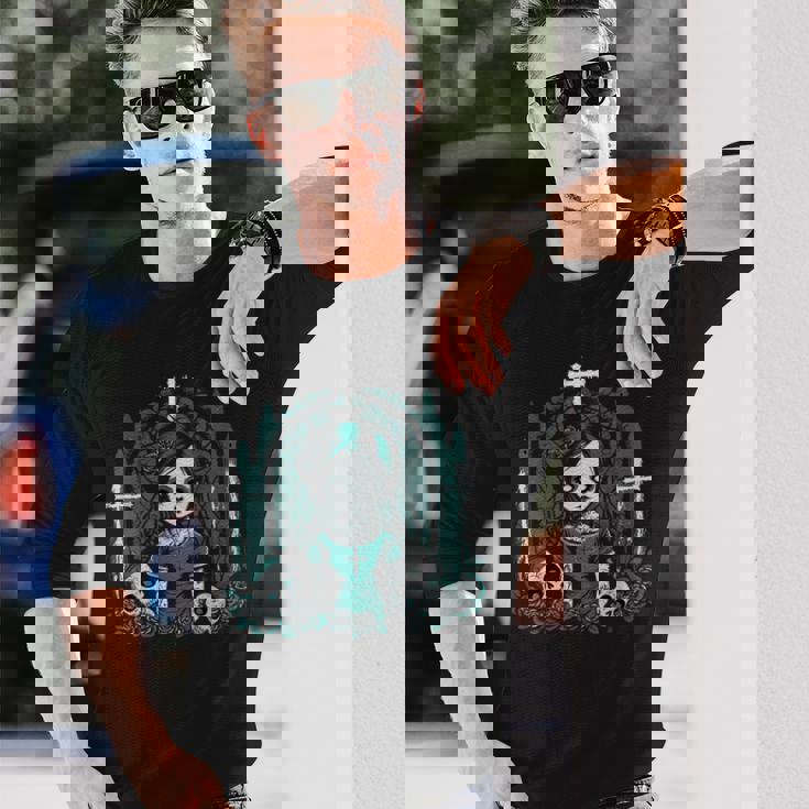 ダーク ゾンビ ゴシック人形 ちびスタイルと不気味な 長袖Tシャツ 彼への贈り物