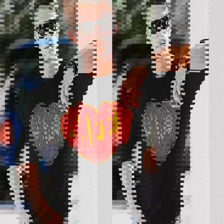 チア チアリーディング ハート ヴィンテージ チア 長袖Tシャツ 彼への贈り物