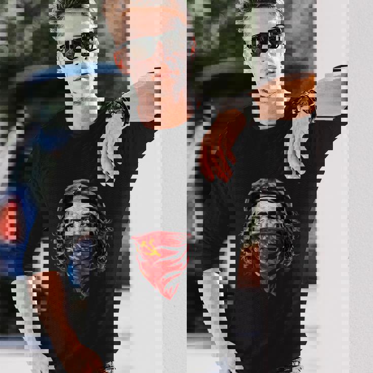 チェゲバラソビエトハンマーと鎌 レッドバンダナ 長袖Tシャツ 彼への贈り物