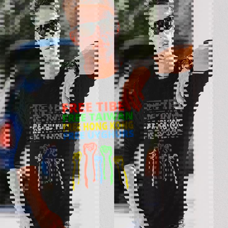 チベットフリー 台湾 香港 ウイグル人保護 長袖Tシャツ 彼への贈り物