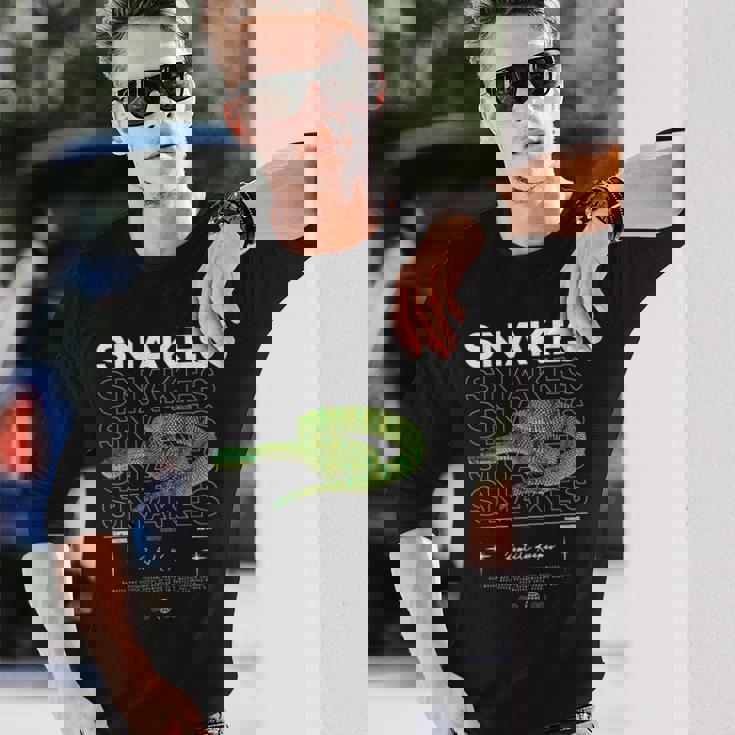 テンプルピットバイパースネークストリートウェア爬虫類キーパー 長袖tシャツ 長袖Tシャツ 彼への贈り物