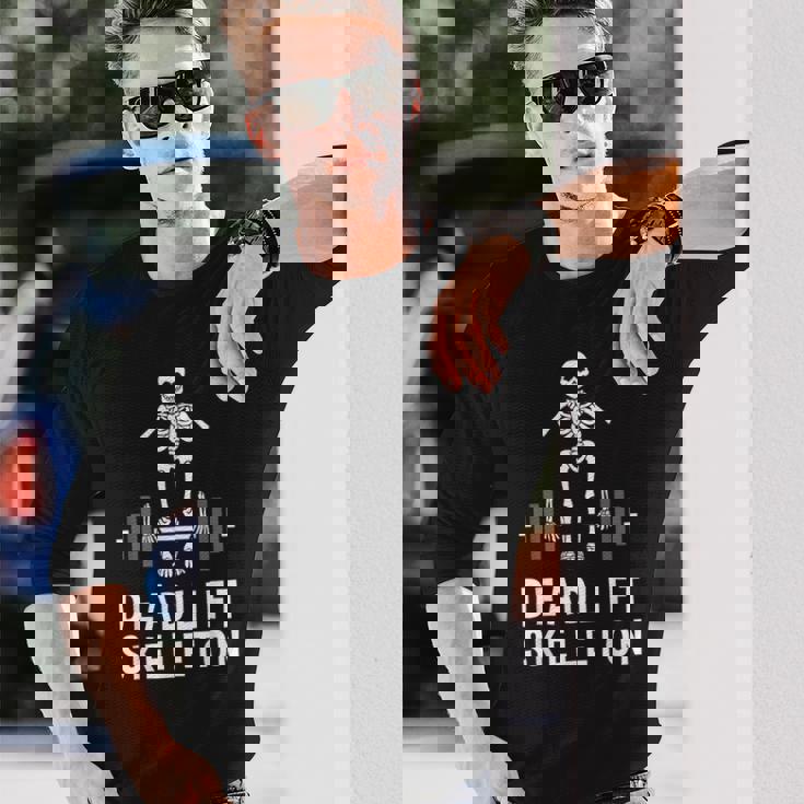 デッドリフトスケルトン-面白いジム 長袖Tシャツ 彼への贈り物