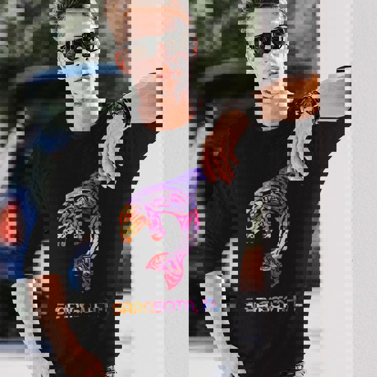 トライバル サラソタ オルカ キラー クジラ ネイティブアメリカン 長袖Tシャツ 彼への贈り物