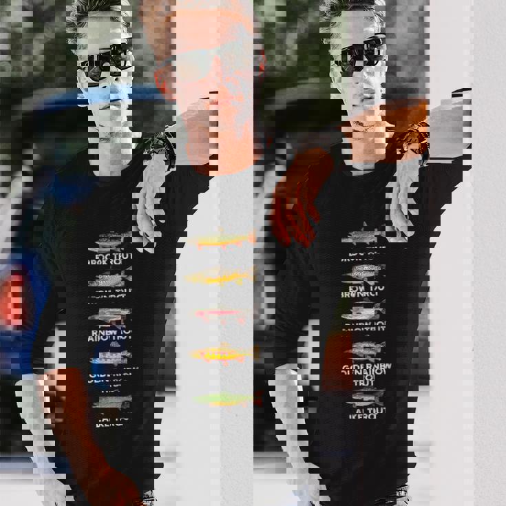 トラウトの種類 魚種おかしな釣り 長袖Tシャツ 彼への贈り物