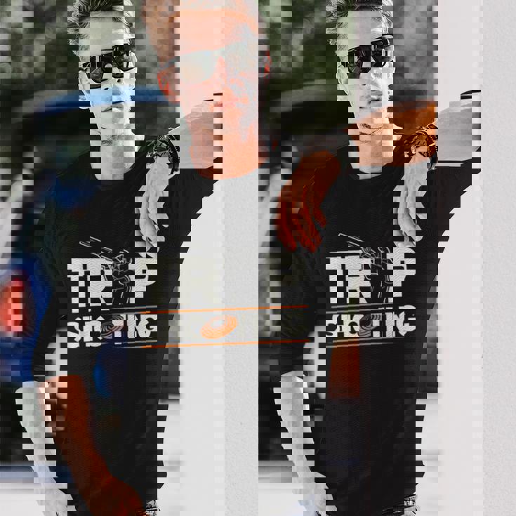 トラップ射撃 ピジョン ショットガン からのプル トラップ クレー射撃 長袖Tシャツ 彼への贈り物