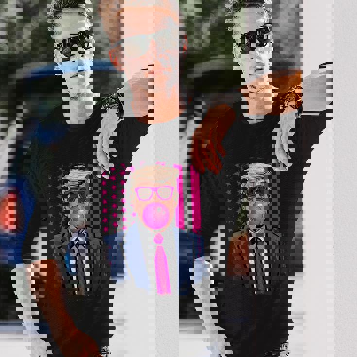 トランプ バブルガム アメリカ国旗 アメリカ トランプ 長袖Tシャツ 彼への贈り物