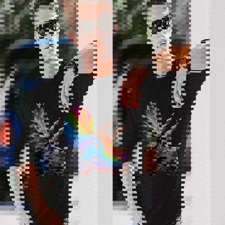 トリケラトプス 恐竜大好き かわいいトリケラトプス 長袖Tシャツ 彼への贈り物