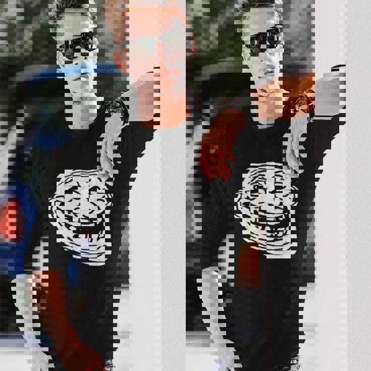 トロール フェイス ミーム ファニー ダンク ミーム トロールフェイス 長袖Tシャツ 彼への贈り物