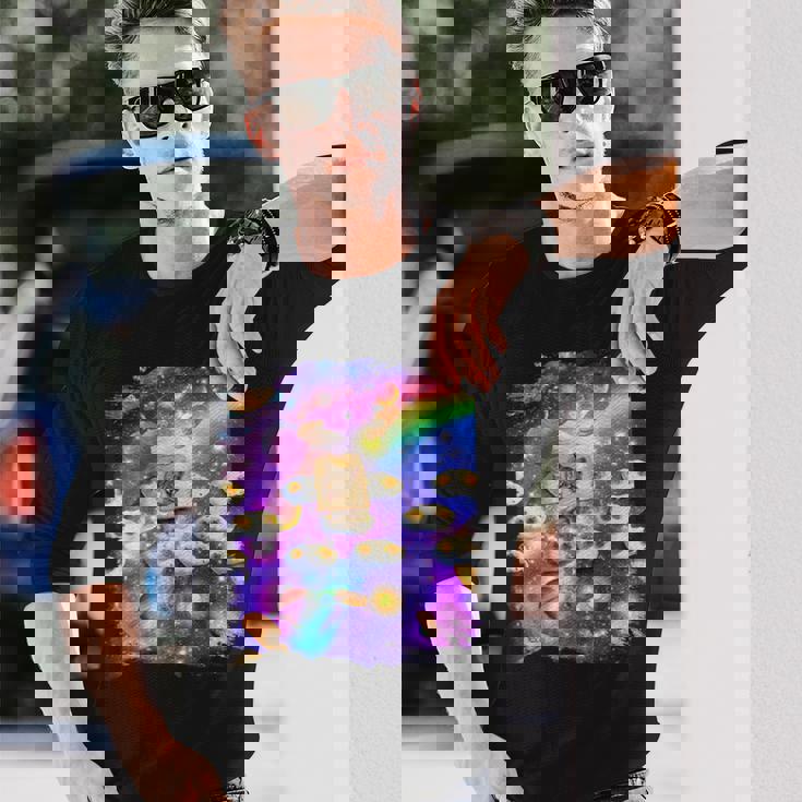 トーストスペース 猫 パンローフキャット レインボーギャラクシー 長袖Tシャツ 彼への贈り物