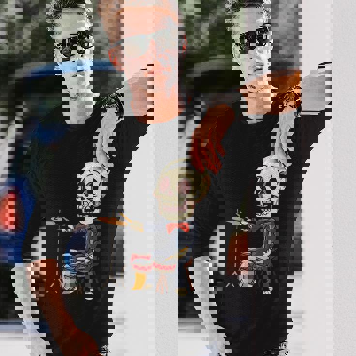 ドラミング スケルトン ドラム プレーヤー ドラマー パーカッション ドラム 長袖tシャツ 長袖Tシャツ 彼への贈り物