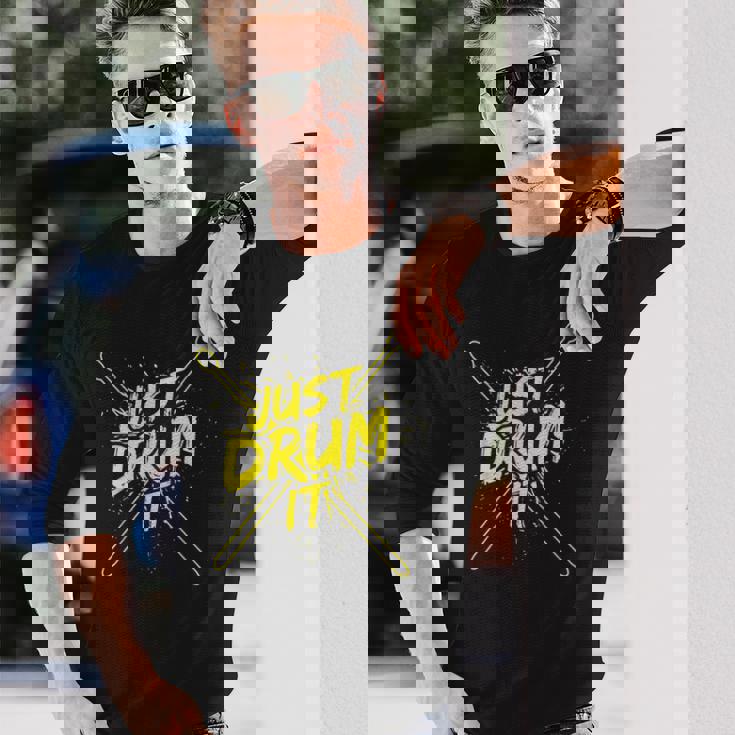 ドラムドラマーのドラマーミュージシャン衣装ドラマー 長袖Tシャツ 彼への贈り物