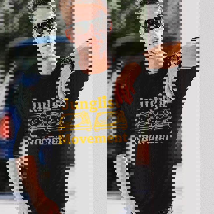 ドラムンベース レイバー ジャンクリスト ムーブメント Dj ターンテーブル アート デザイン 長袖Tシャツ 彼への贈り物