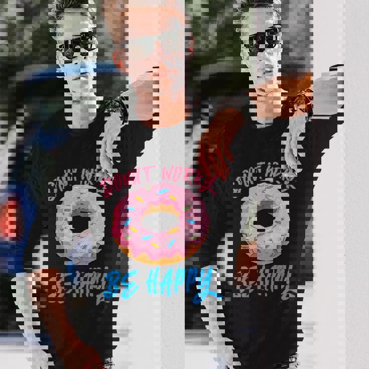 ドーナツ 悩み幸せになる 生地 デザート 幸福 スナック ドーナツ 長袖Tシャツ 彼への贈り物