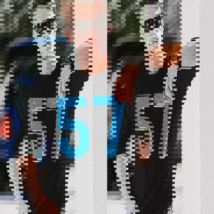 ナンバー 57 スポーツブルーナンバー 長袖Tシャツ 彼への贈り物