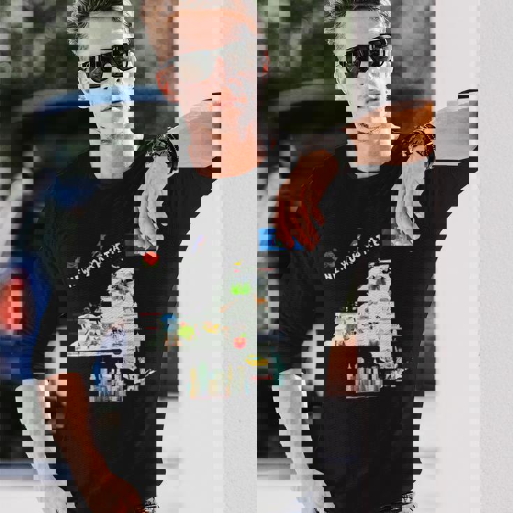 ニューヨーク州地図 観光地 都市 旗 長袖Tシャツ 彼への贈り物