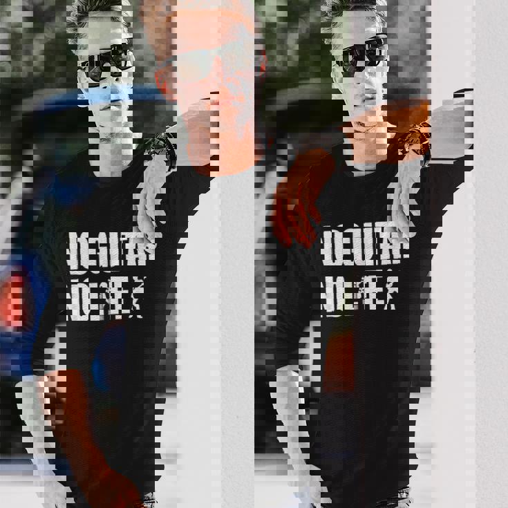 ノーギターノーライフ ギター好き ギター エレキギター ポップ音楽 ロック音楽 軽音部 バンド 長袖Tシャツ 彼への贈り物