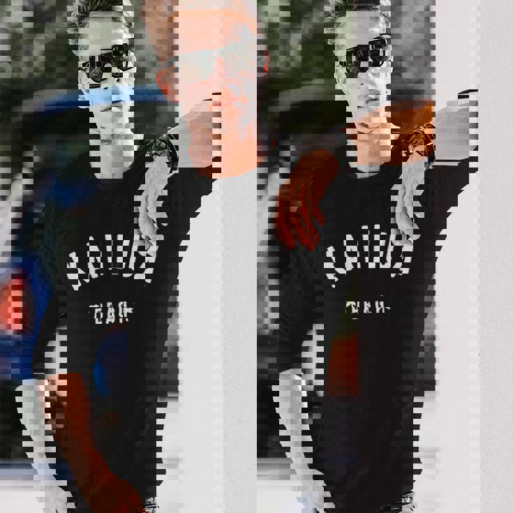 ハワイ カイルア ビーチ ヤシの木 長袖Tシャツ 彼への贈り物